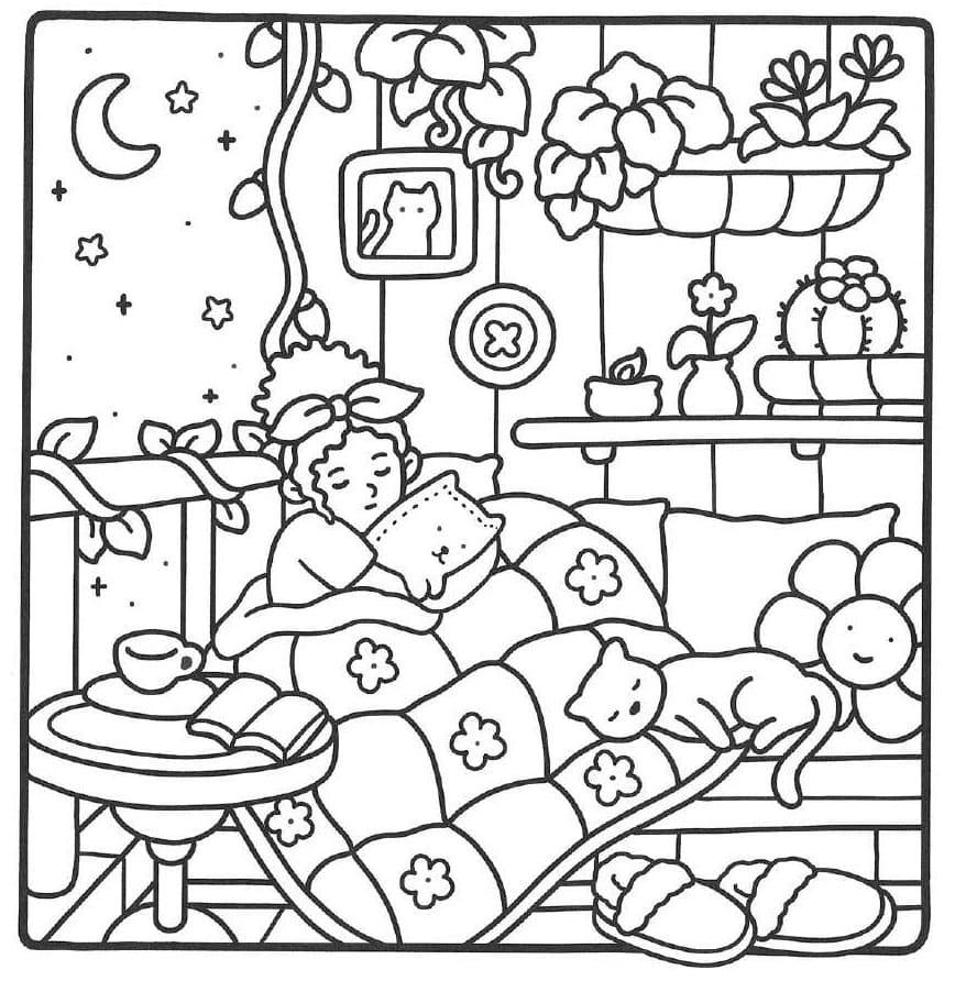 Libro para Colorear Girl Moments – Cute & Comfy Coloring Book