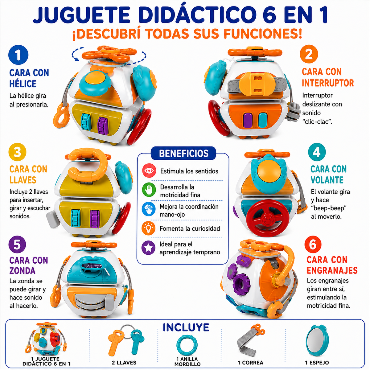 Juguete Didáctico Interactivo 6 en 1 para Bebés