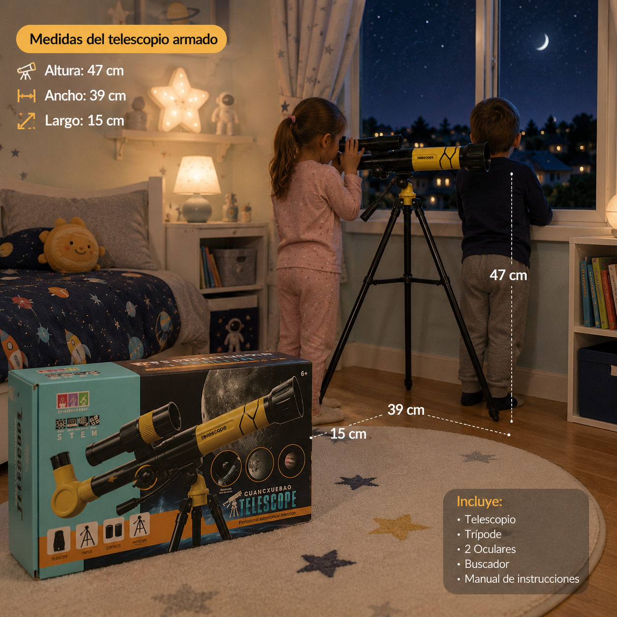 Telescopio Infantil con Trípode Ajustable