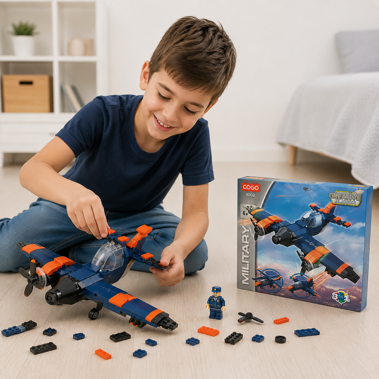 Avión Militar para Armar COGO Creative Blocks – 3 en 1