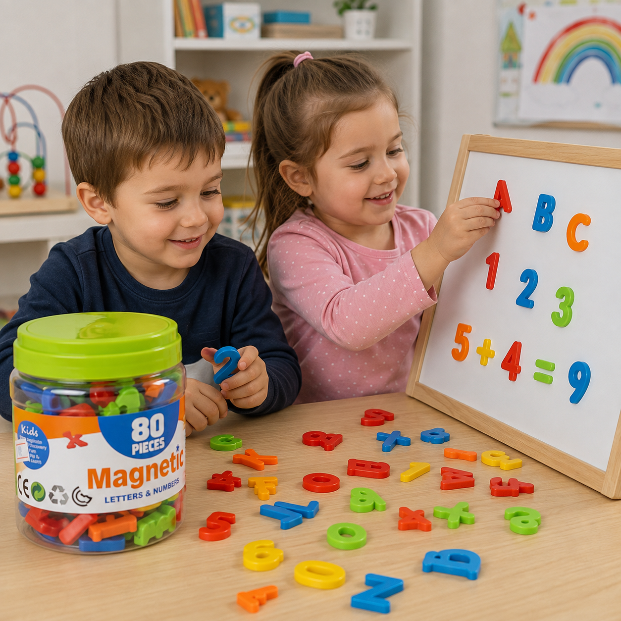 Letras y Números Magnéticos – Set Educativo de 80 Piezas