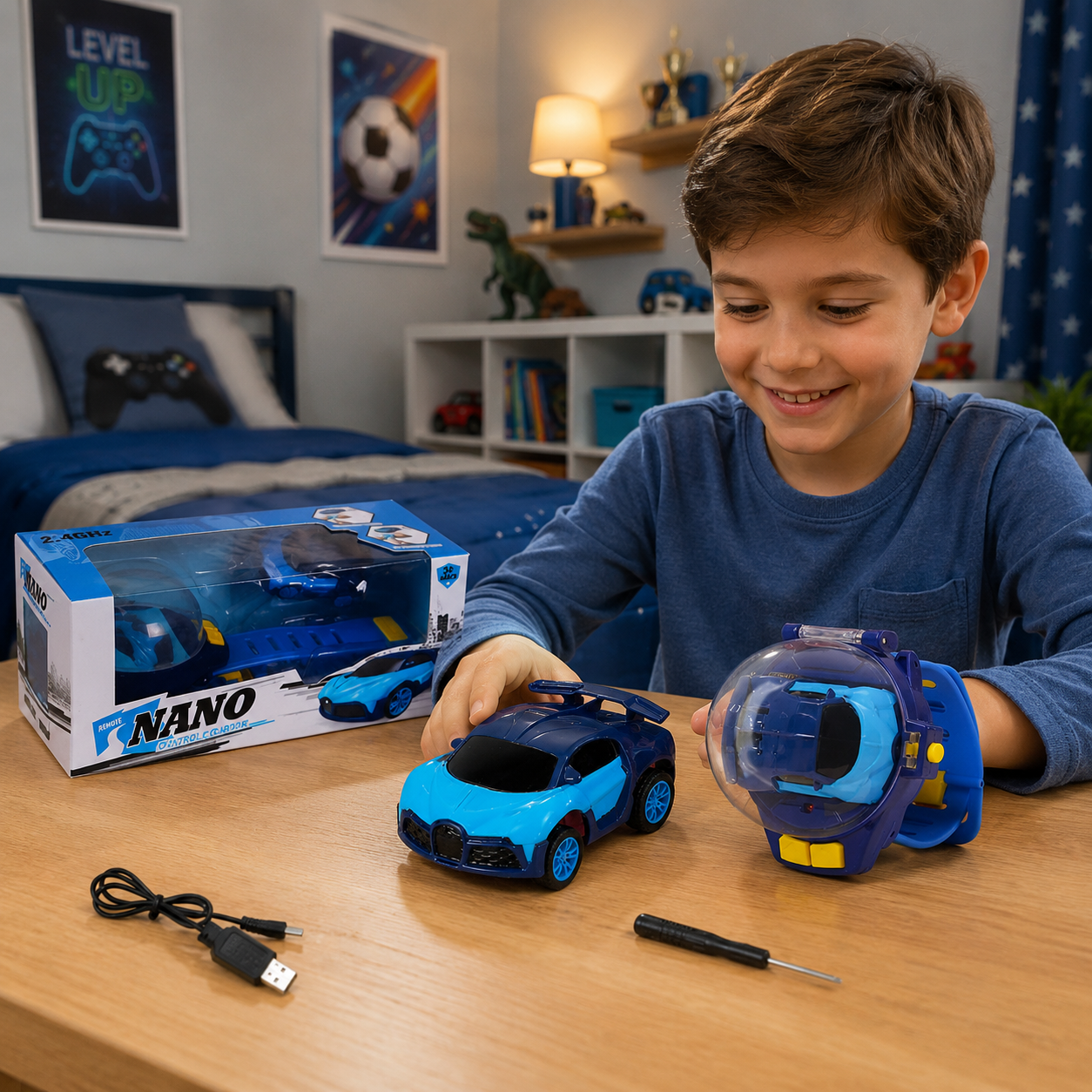 Auto a Control Remoto con Reloj por Gestos Recargable USB