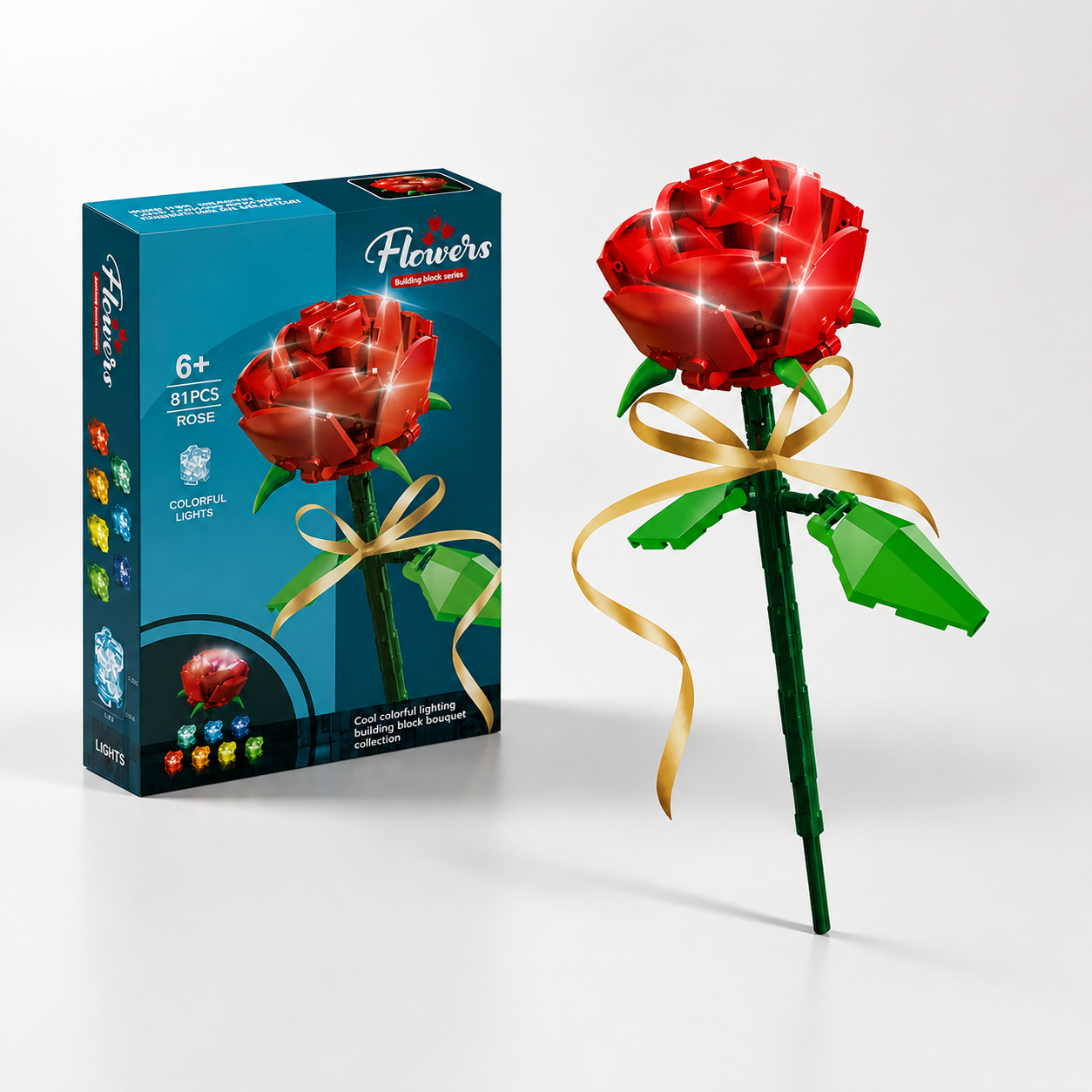 Flor para Armar con Bloques – Colección Flowers con Luces LED
