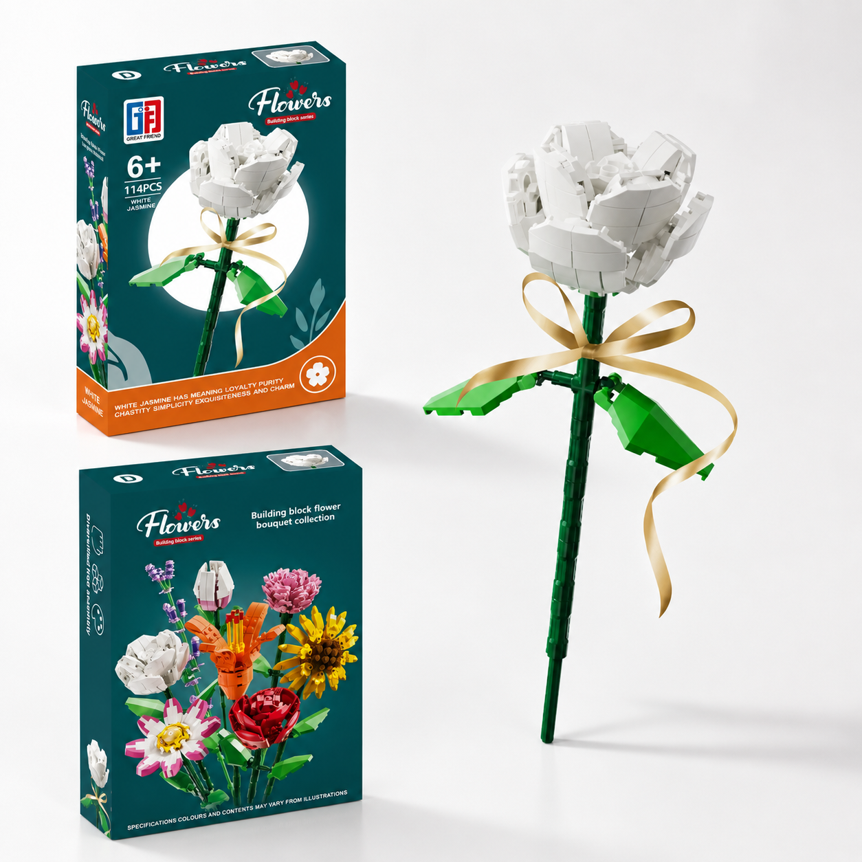 Flor para Armar con Bloques – Colección Flowers con Luces LED