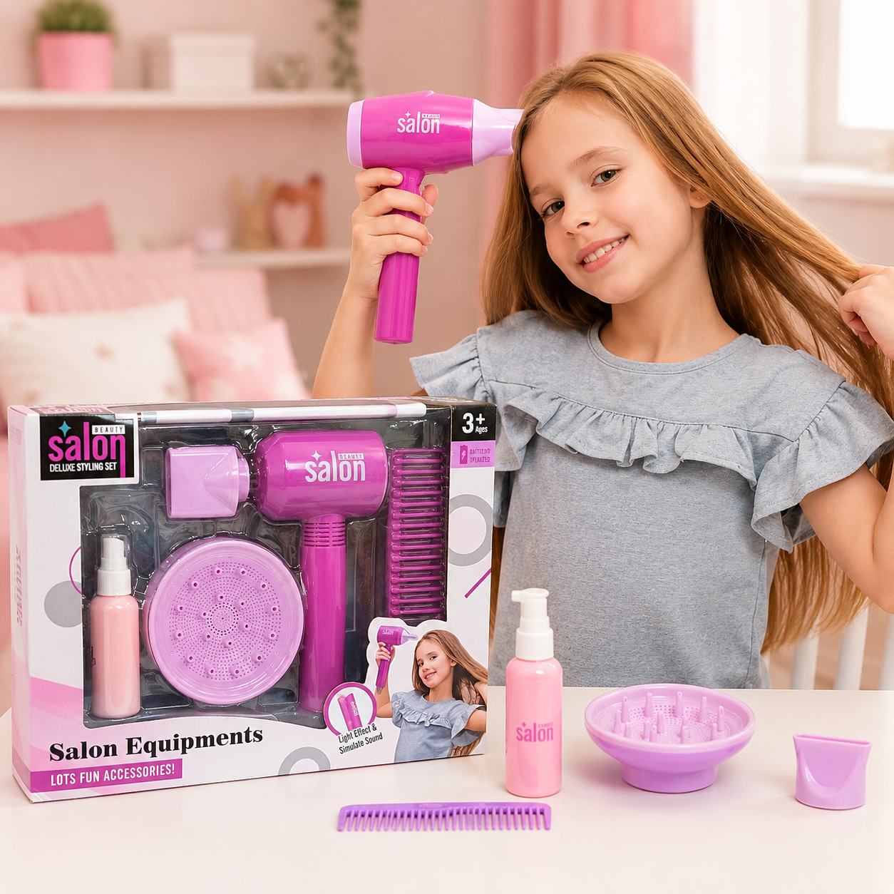 Set de Belleza Infantil Salon Deluxe Styling Set – Secador y Accesorios