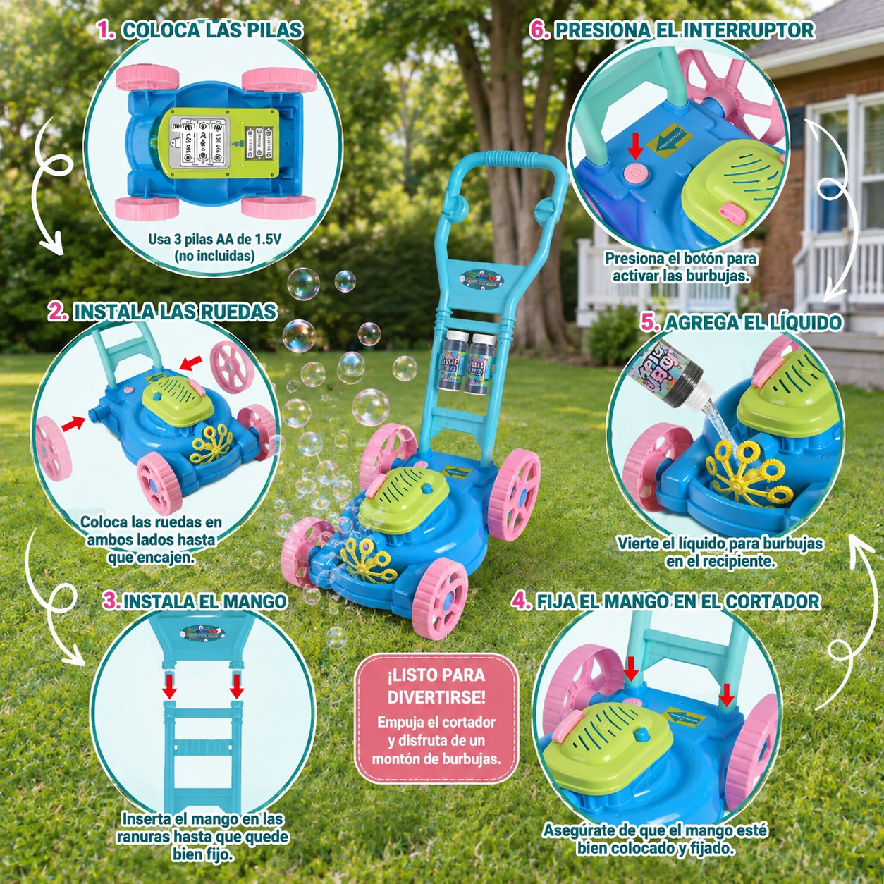 Cortacésped de burbujas para niños