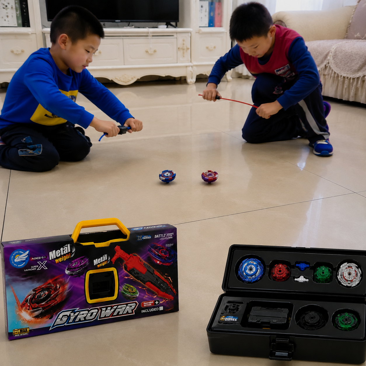 Gyro War X – Set de Batalla de Trompos Metálicos con Maletín