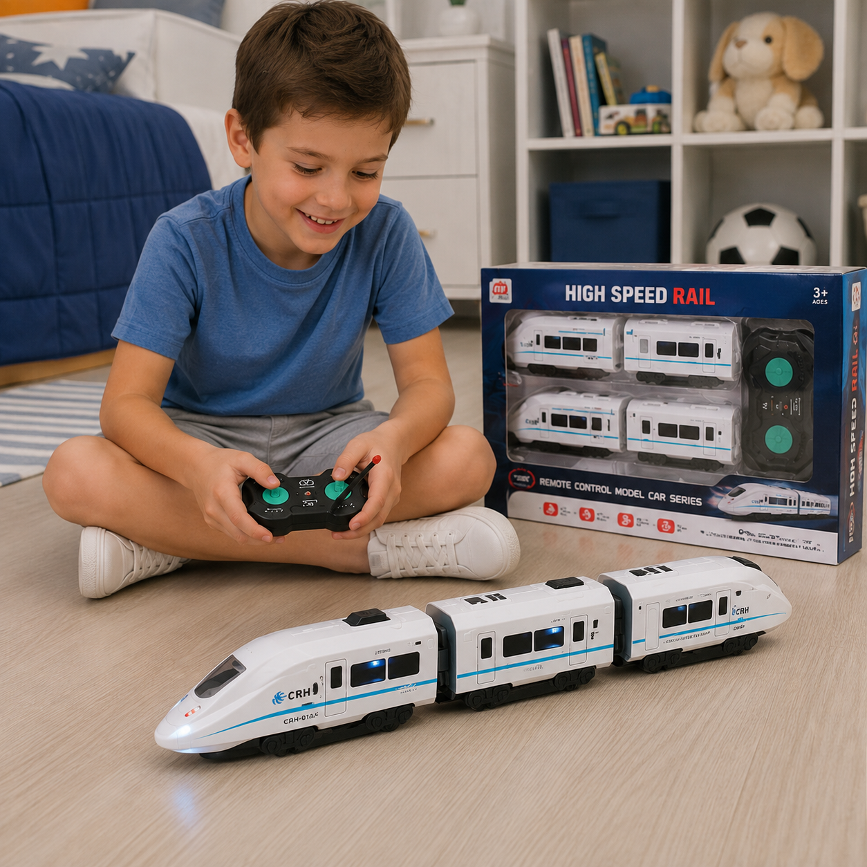 Tren Bala CRH a Control Remoto con Luces – 4 Vagones Recargable