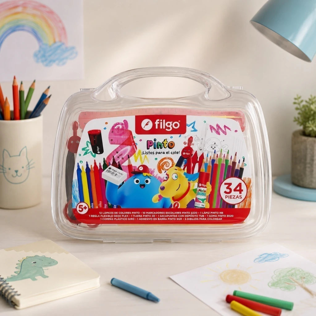 Valija Escolar Filgo Pinto 34 Piezas