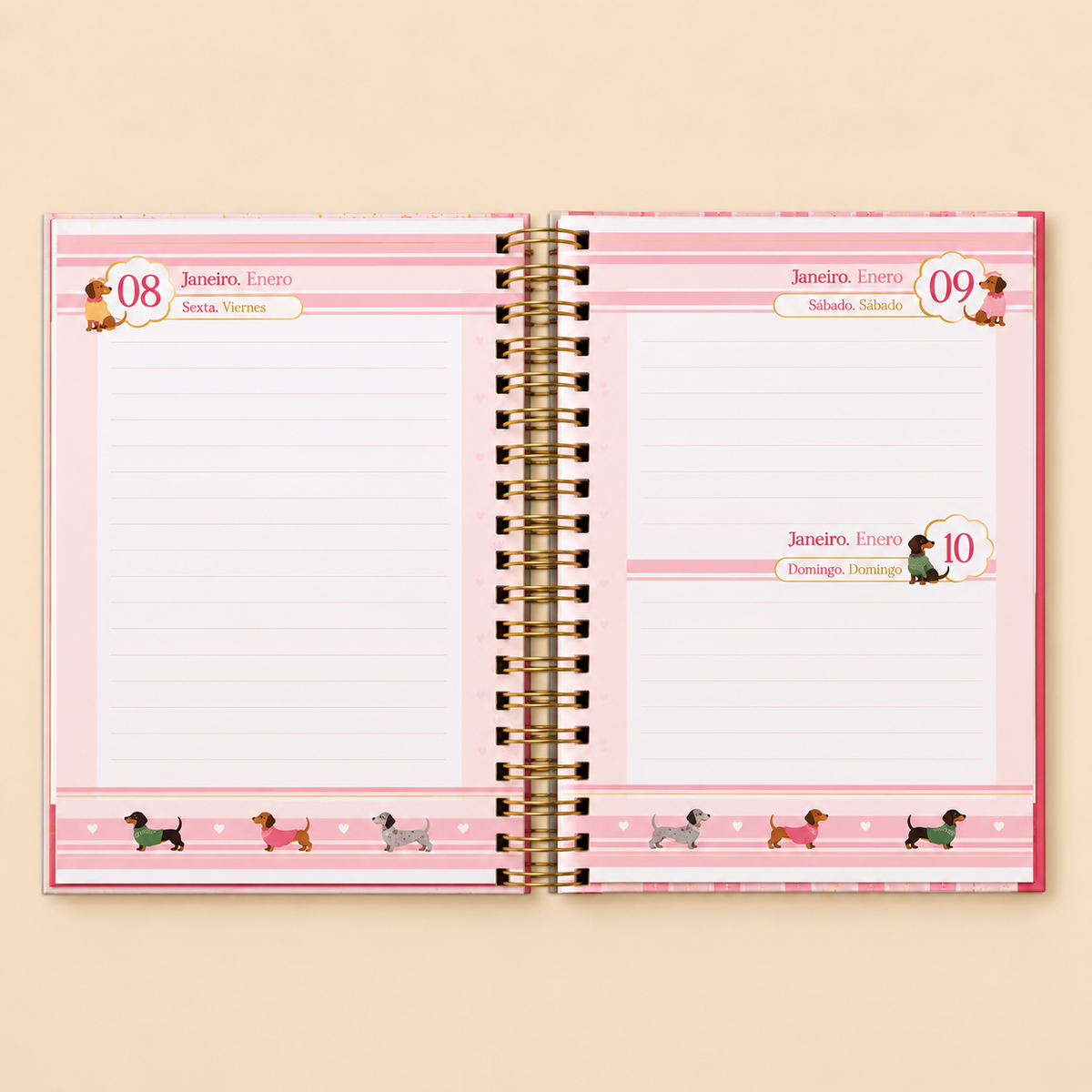 Agenda Tilibra Brownie 2027 diaria con espiral