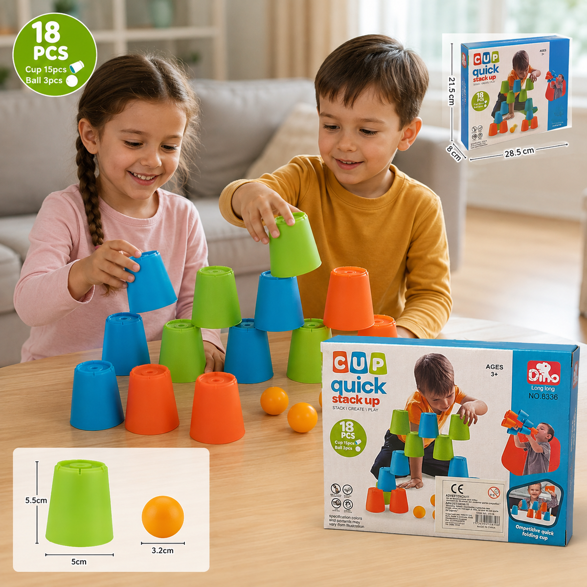 Juego de Vasos Apilables – Cup Quick Stack Up 18 Piezas