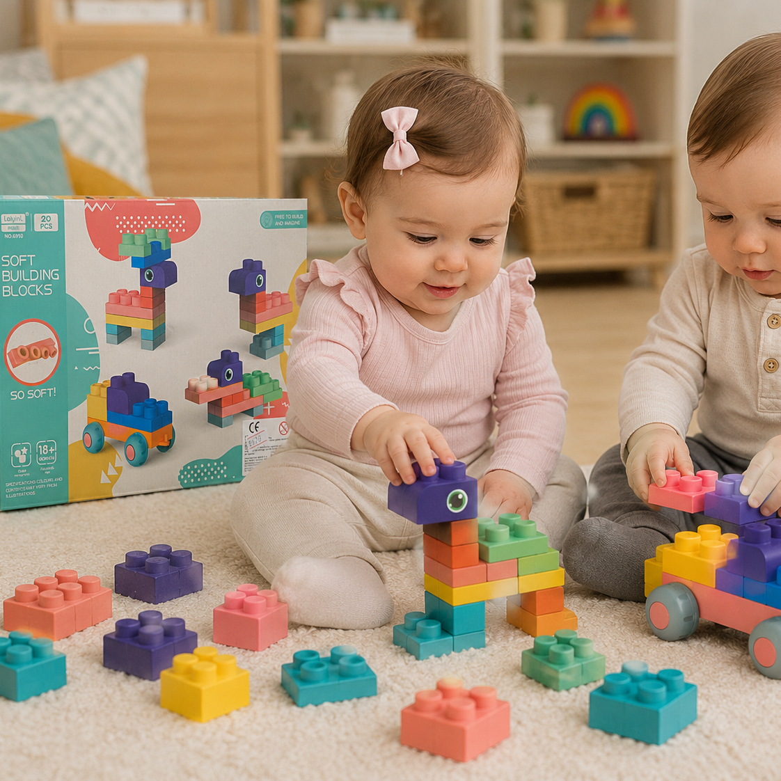 Bloques de Construcción Blandos – Set de 20 Piezas para Bebés