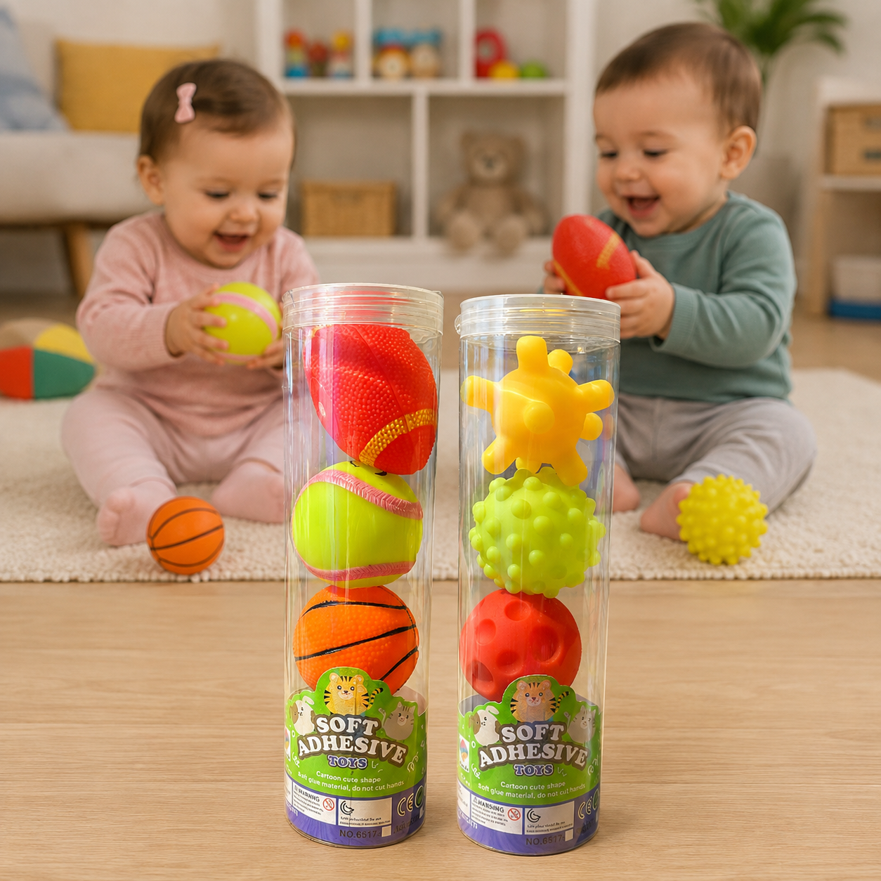 Set de Pelotas Sensoriales Blandas para Bebés – Texturas y Colores