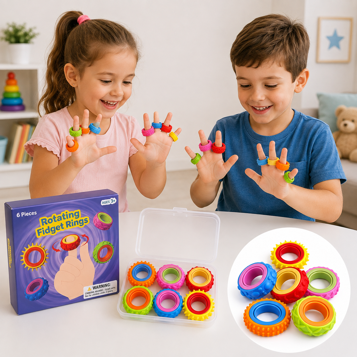 Set de 6 Anillos Sensoriales Giratorios Fidget