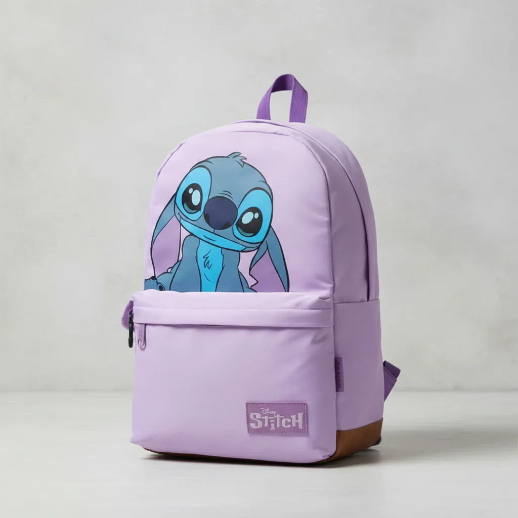 Mochila Mooving Stitch Lilac Espalda 20lts Notebook Escolar Lila Stitch