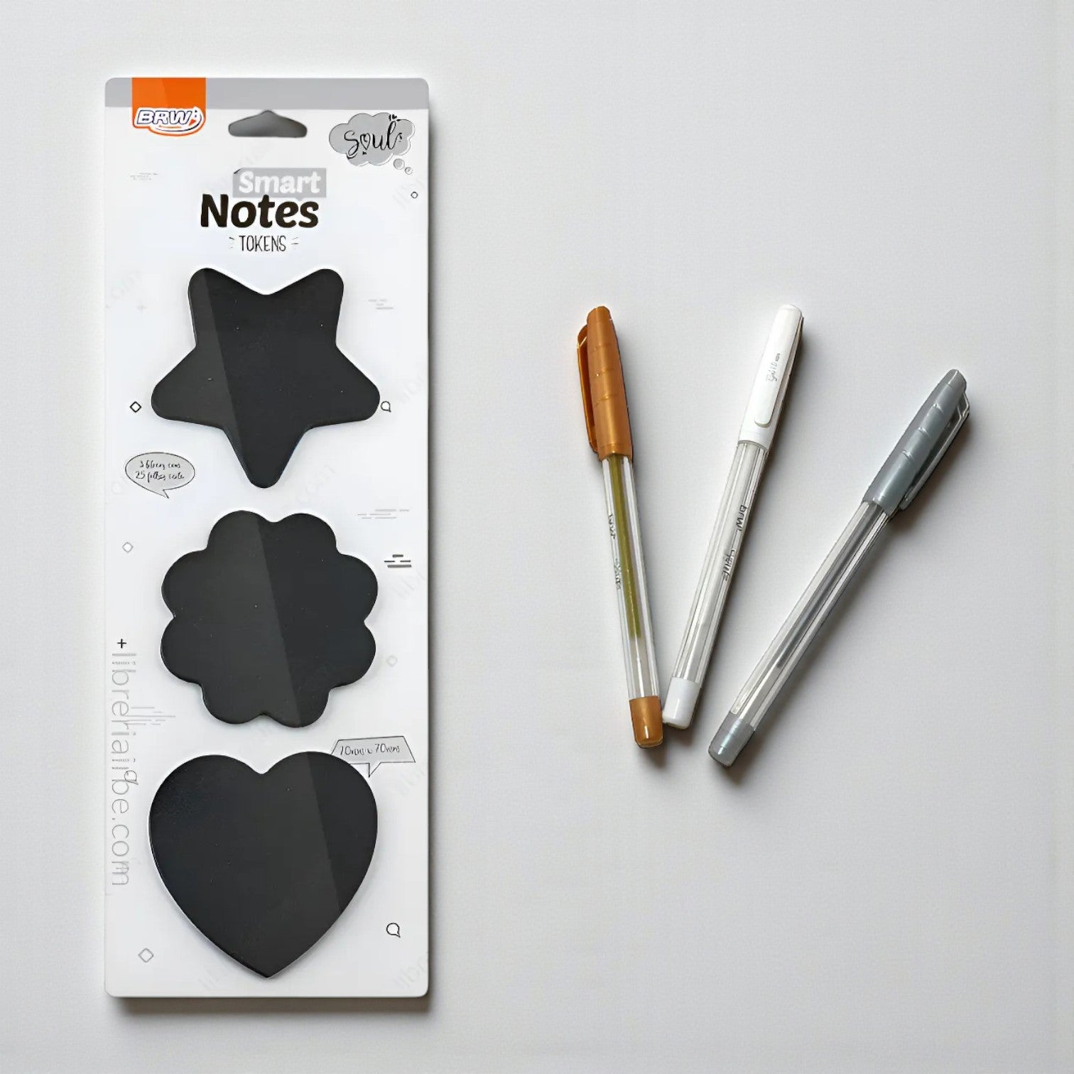 Notas Autoadhesivas Negras Con Pack 3 Lapiceras