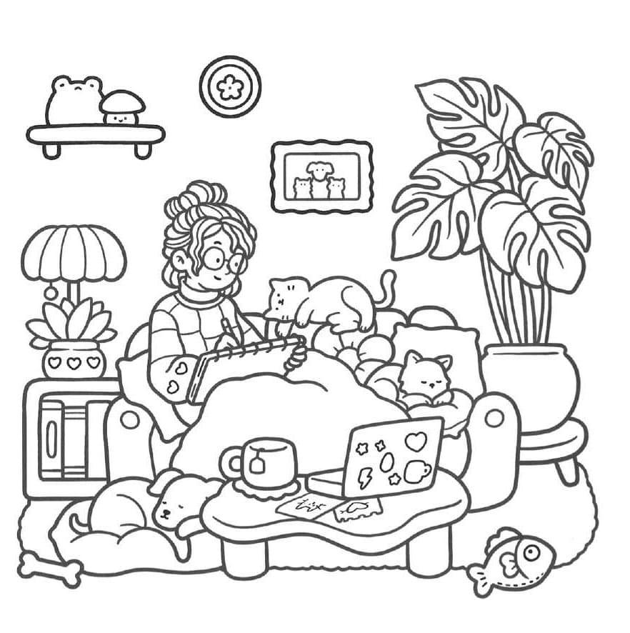 Libro para Colorear Girl Moments – Cute & Comfy Coloring Book