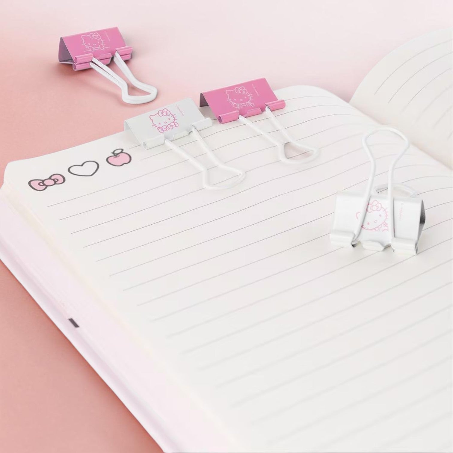 Binder clips de 25 mm x 6 HELLO KITTY Mooving Paper