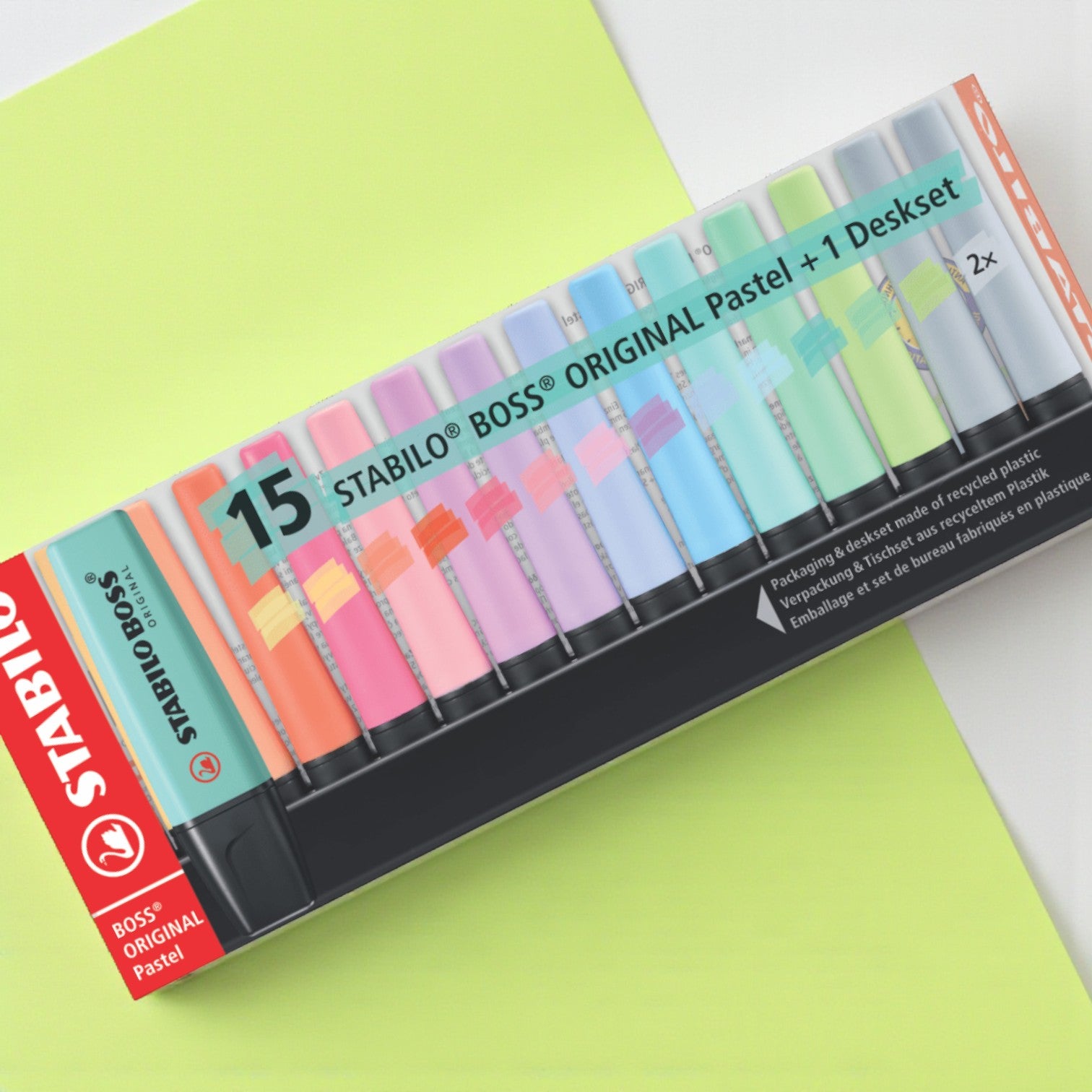 Set de Resaltadores STABILO BOSS Original Pastel – 15 Colores