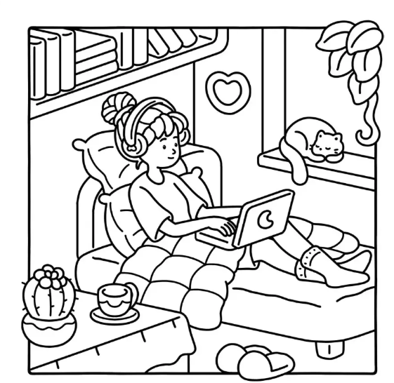 Libro para Colorear Cozy Times – Cute & Easy Coloring Book