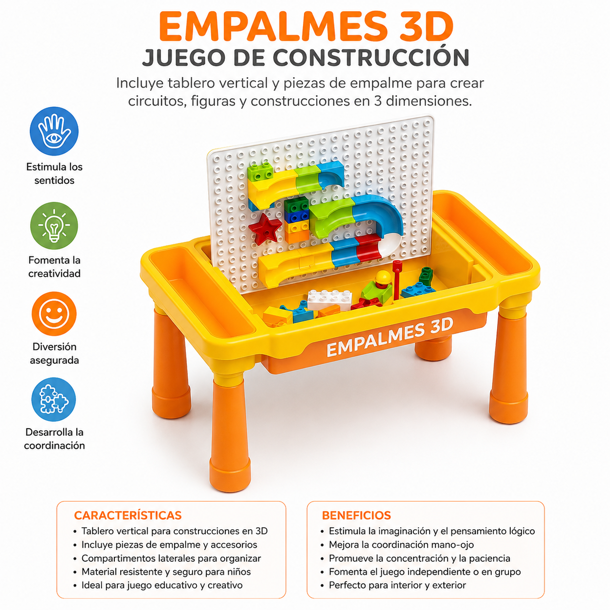 Mesa Infantil Multifunción 3 en 1 con Banco y Bloques