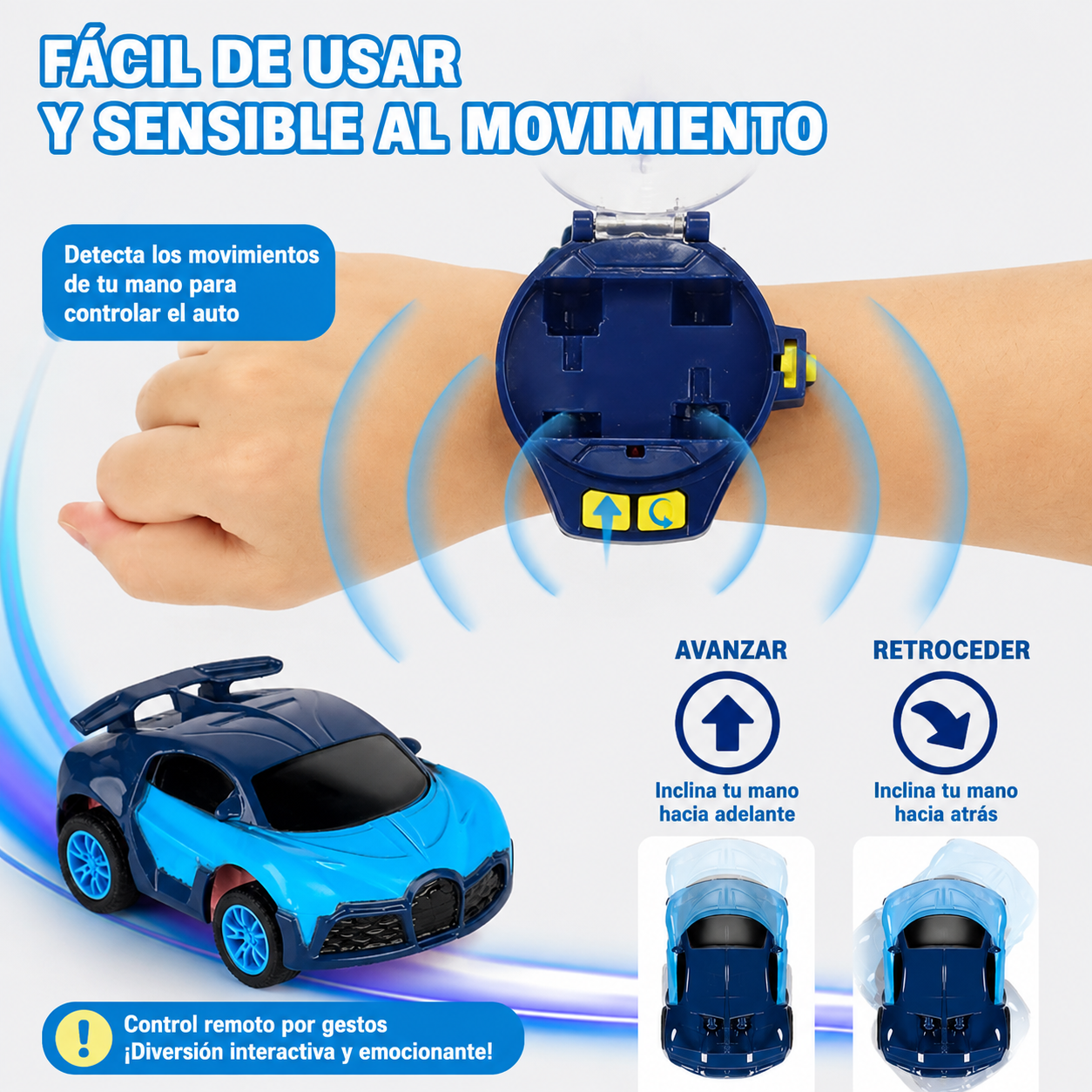 Auto a Control Remoto con Reloj por Gestos Recargable USB