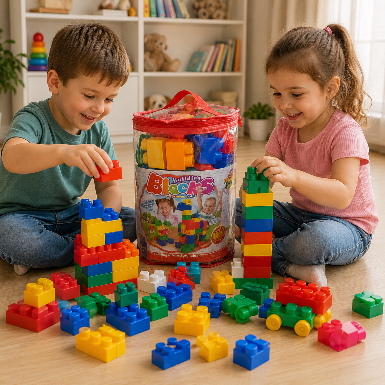 Bloques de Construcción Gigantes para Niños – Bolsa con Piezas de Encastre