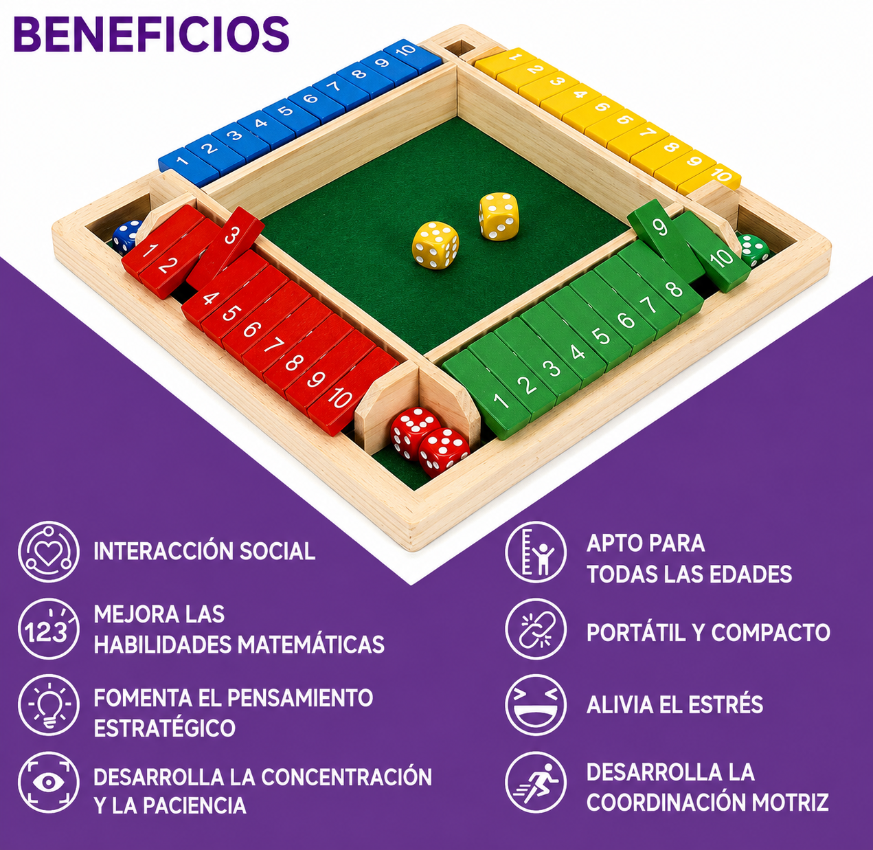 Juego de Dados de Madera 4 Jugadores