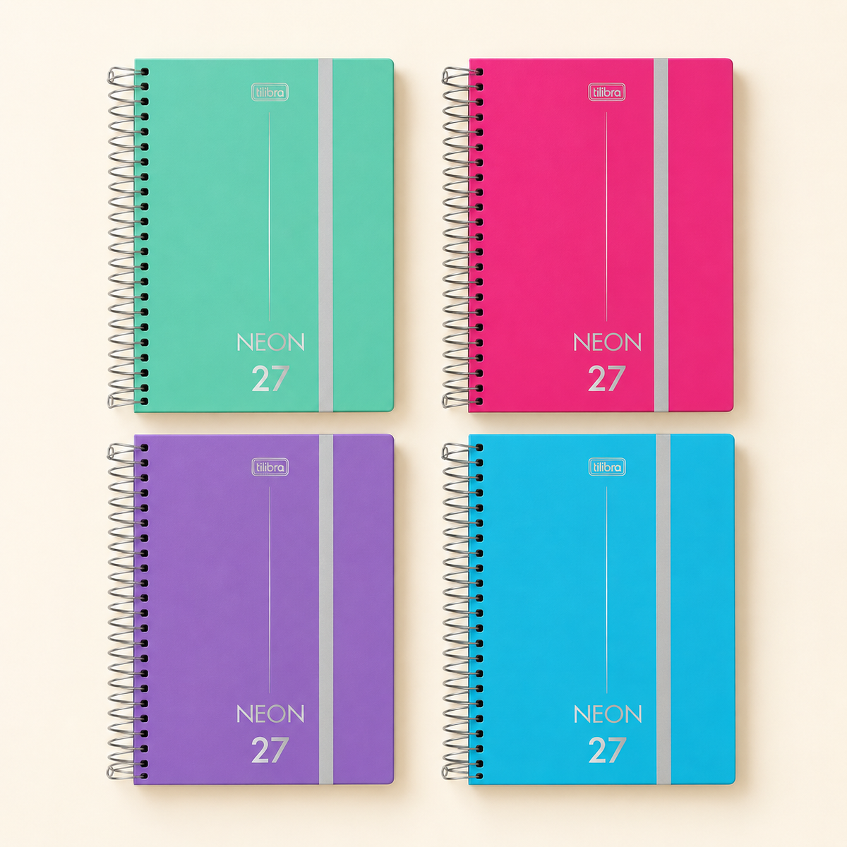 Agenda Tilibra Neón 2027 diaria con espiral