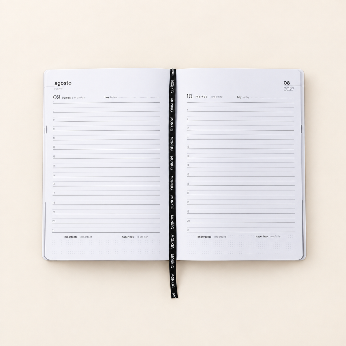 Agenda Mooving Black 2027 diaria cosida
