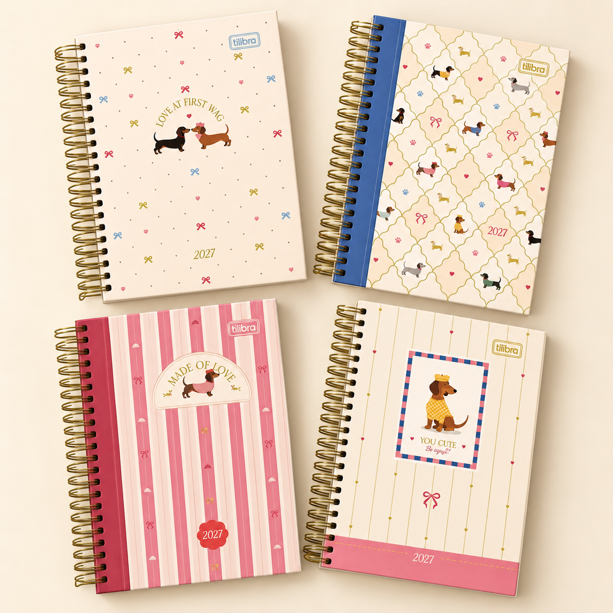 Agenda Tilibra Brownie 2027 diaria con espiral
