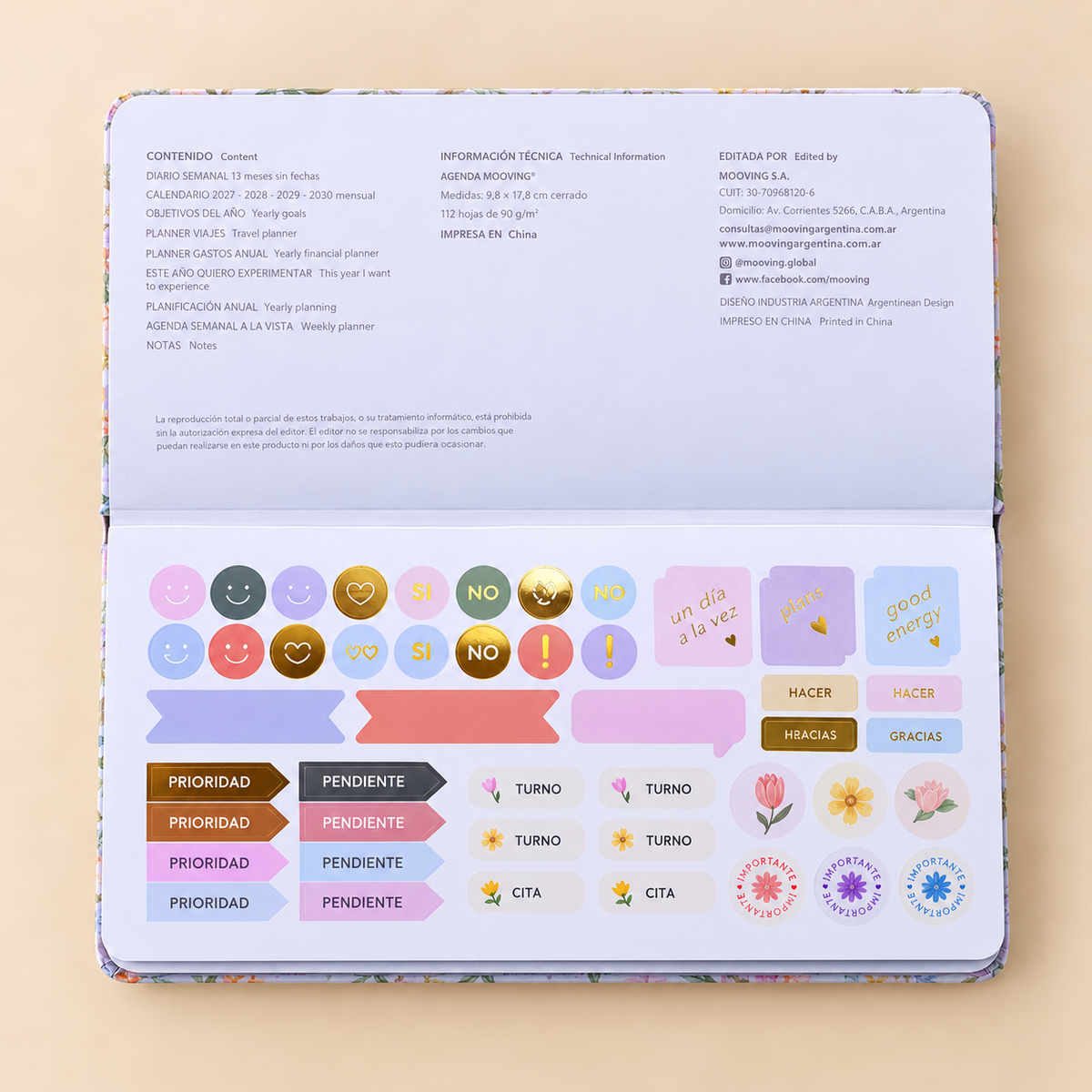 Agenda Mooving pocket Spring 2027 semanal cosida