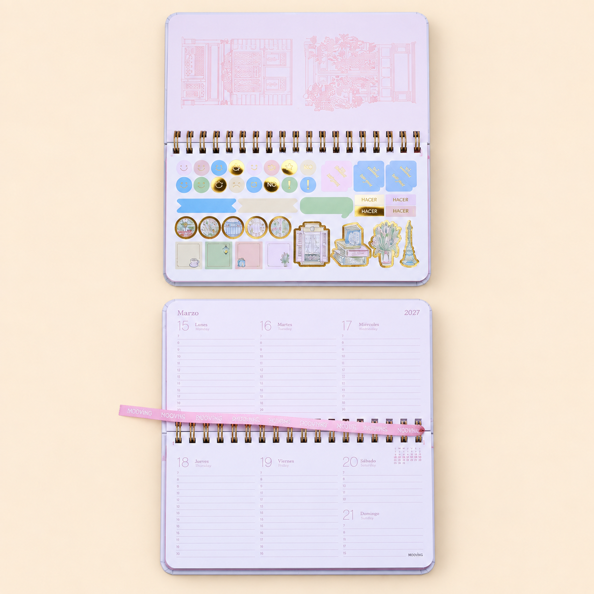 Agenda Mooving pocket Travel 2027 semanal con espiral