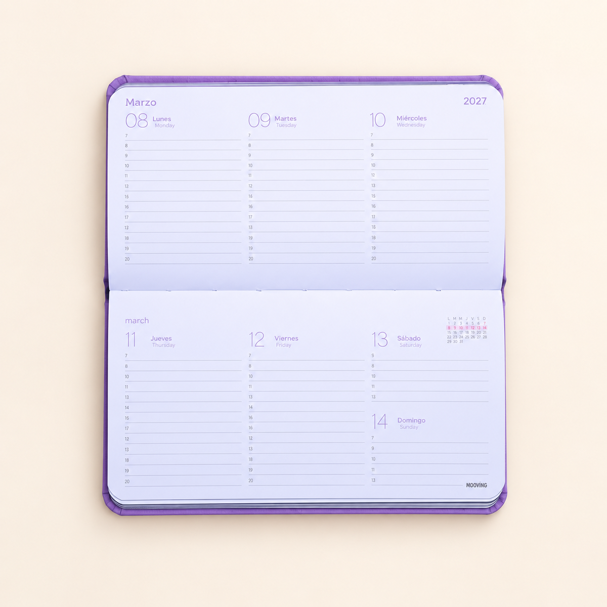 Agenda Mooving pocket Storybook 2027 semanal cosida