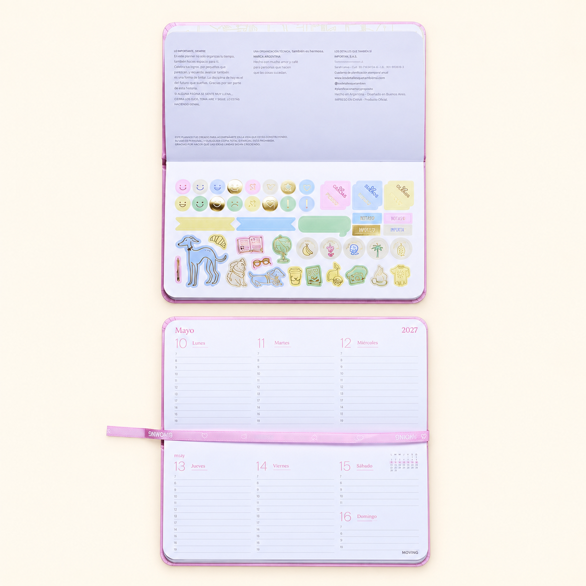 Agenda Mooving pocket Mood 2027 semanal cosida