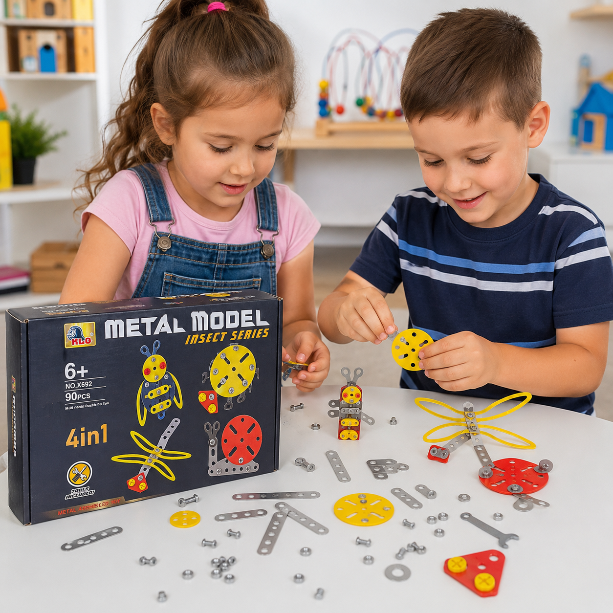Set de Construcción Metálico 4 en 1 – Insectos 90 Piezas
