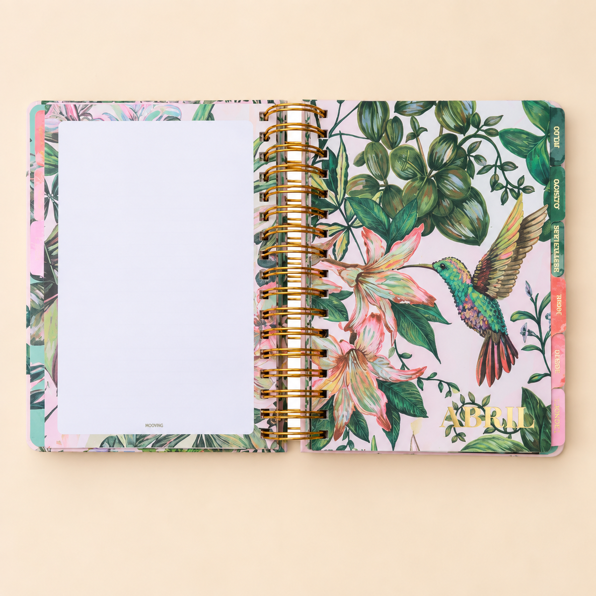 Agenda Mooving Floral 2027 diaria con espiral
