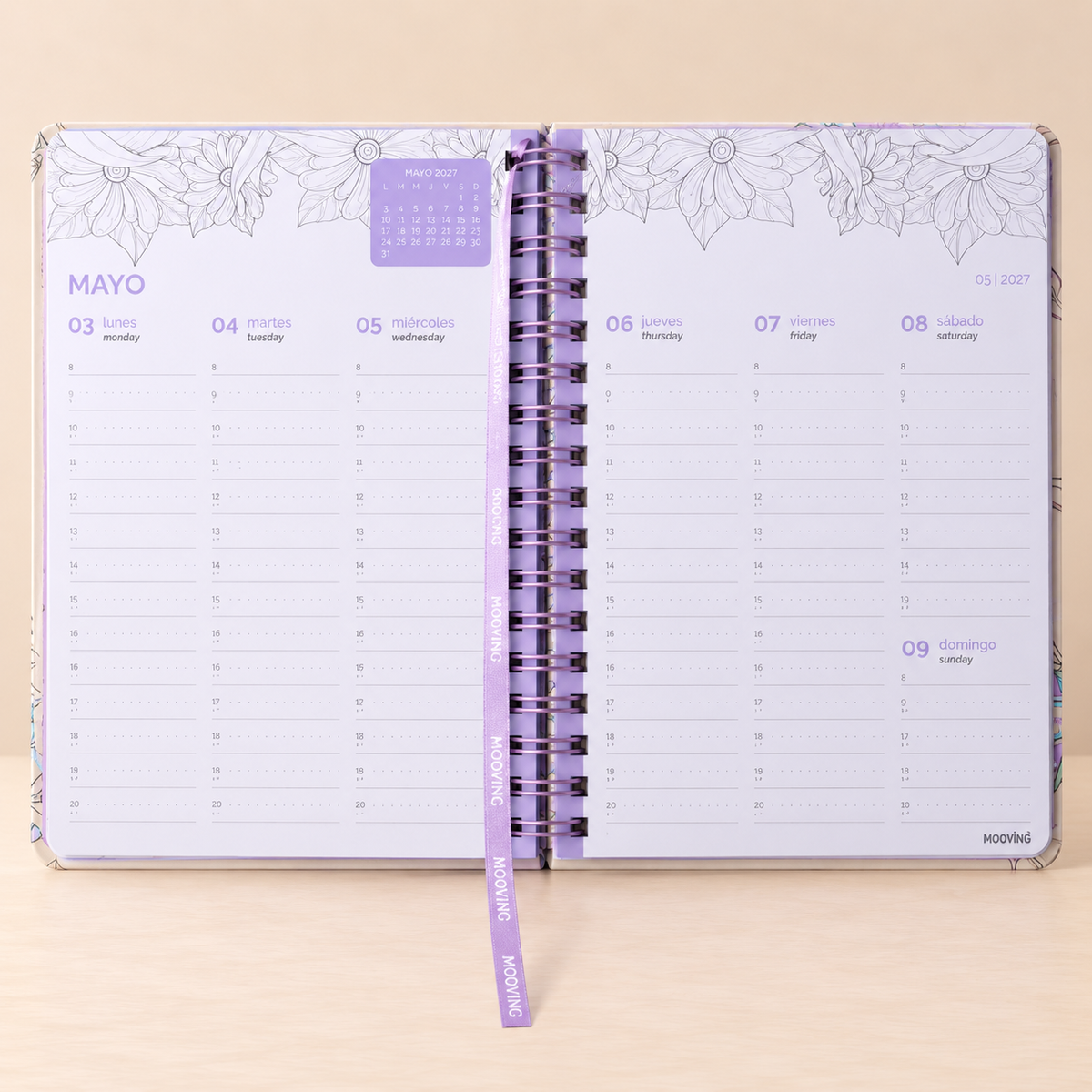 Agenda Mooving The Coloring by Car Pintos 2027 semanal