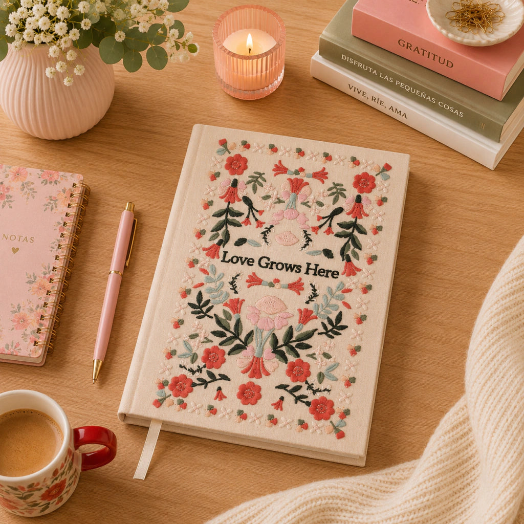 Cuaderno A5 bordado Helen Ibi Craft