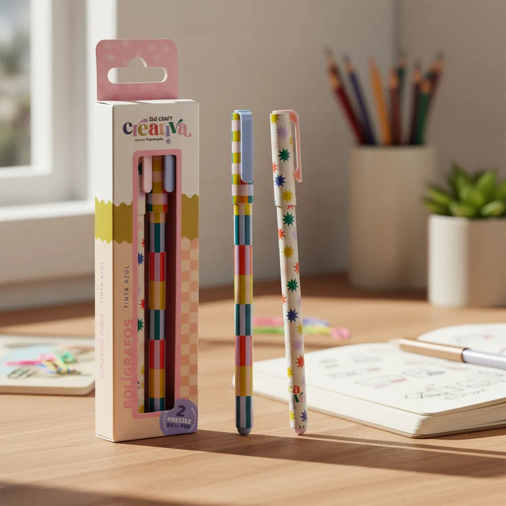 Set De 2 Bolígrafos Ibi Craft Colección Creativa Tinta Azul