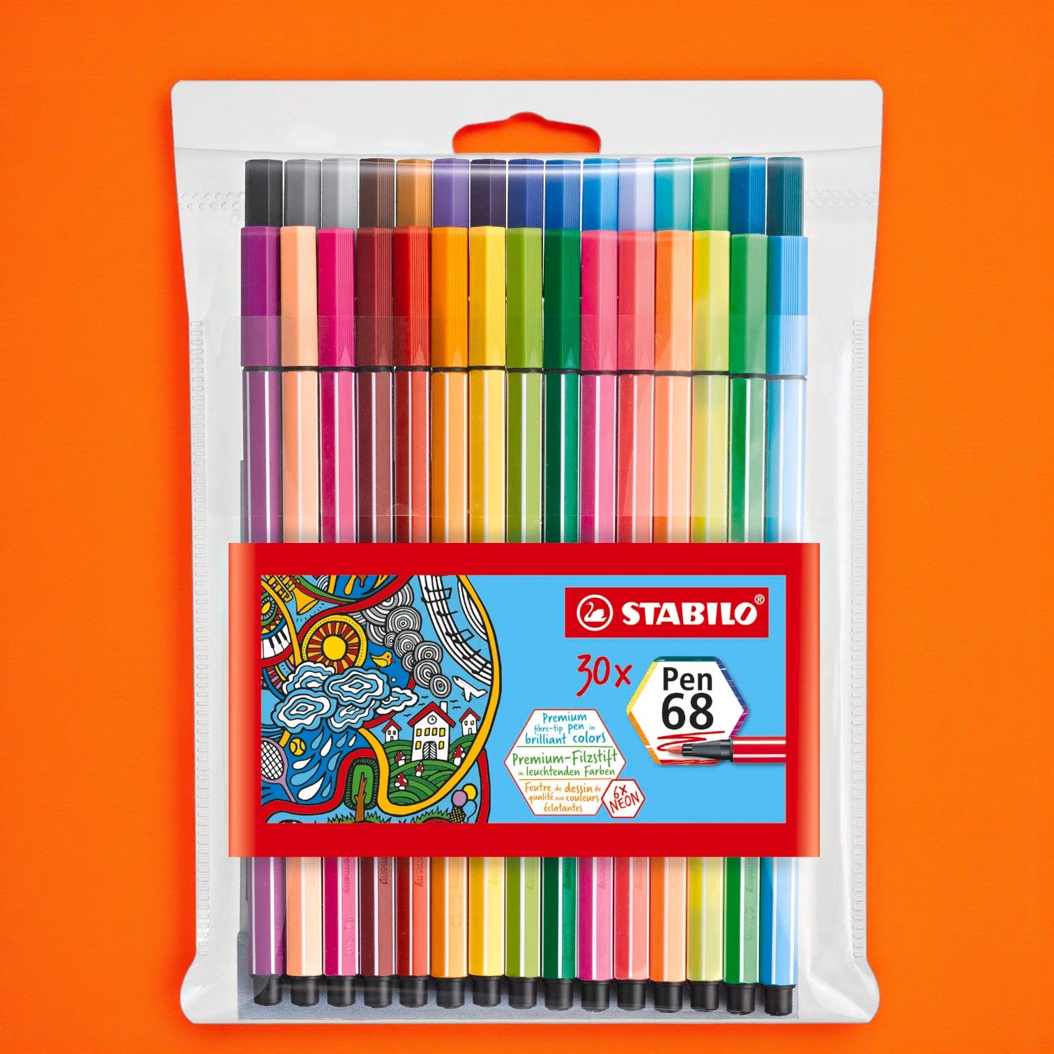 Set de Marcadores STABILO Pen 68 – 30 Colores (6 Neón)