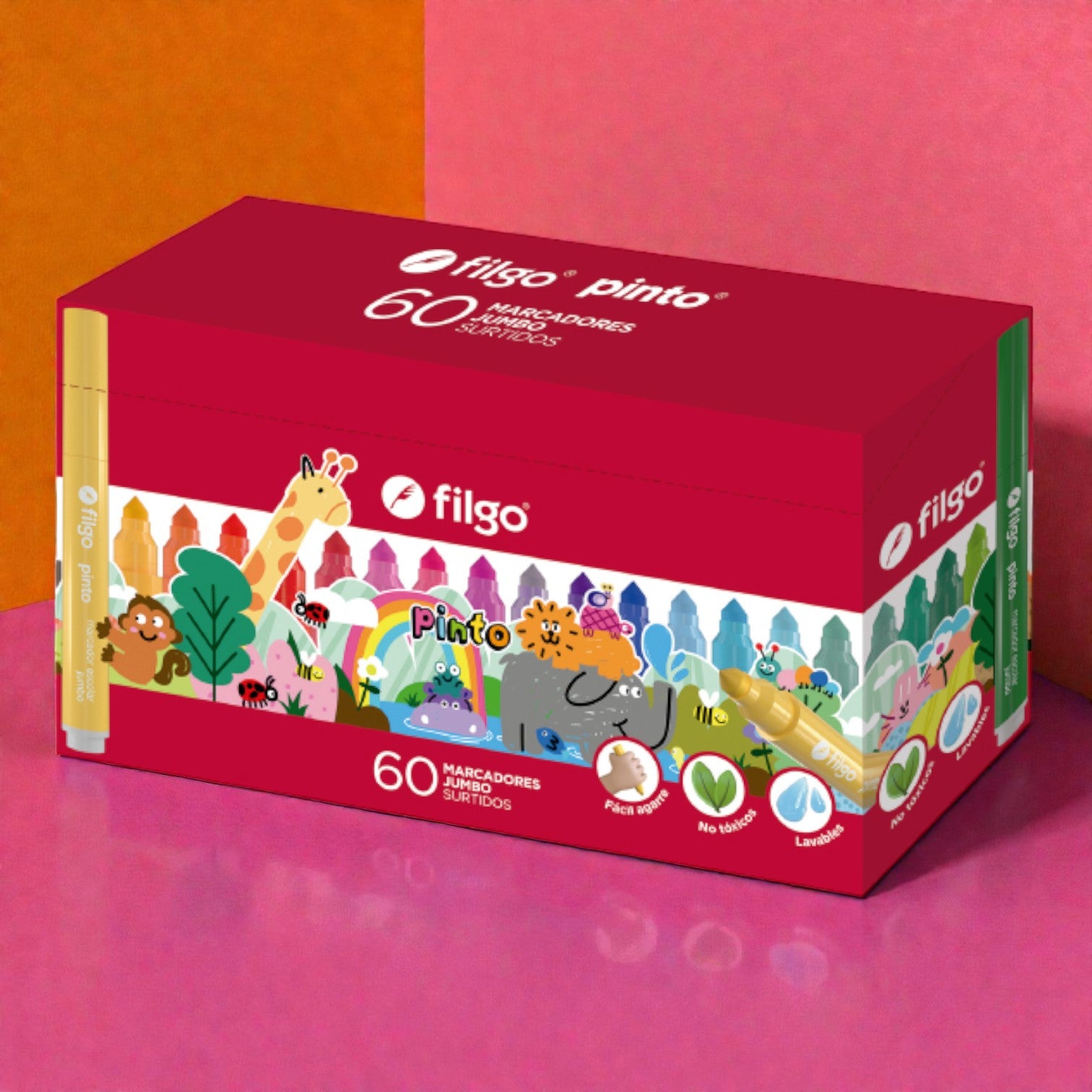 Marcador maxi punta cónica Pinto Jumbo 60 colores